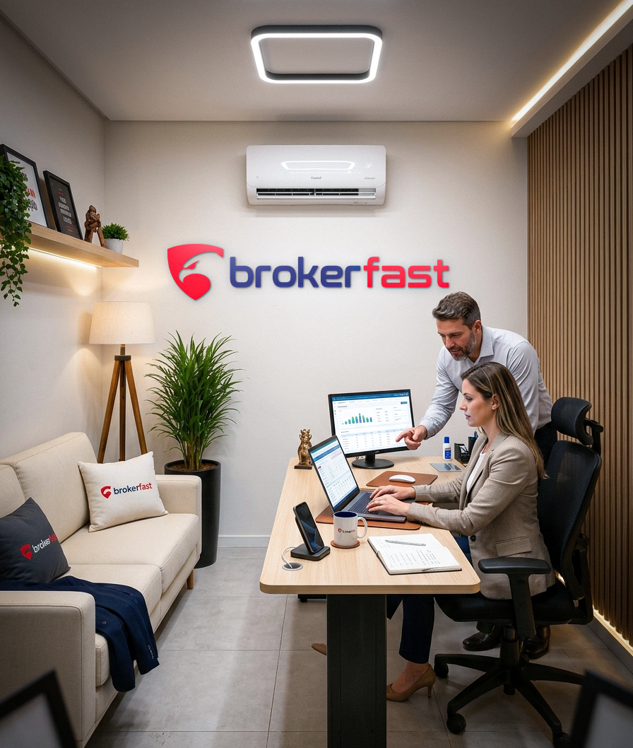 Ambiente interno da Broker Fast com atendimento e operação
